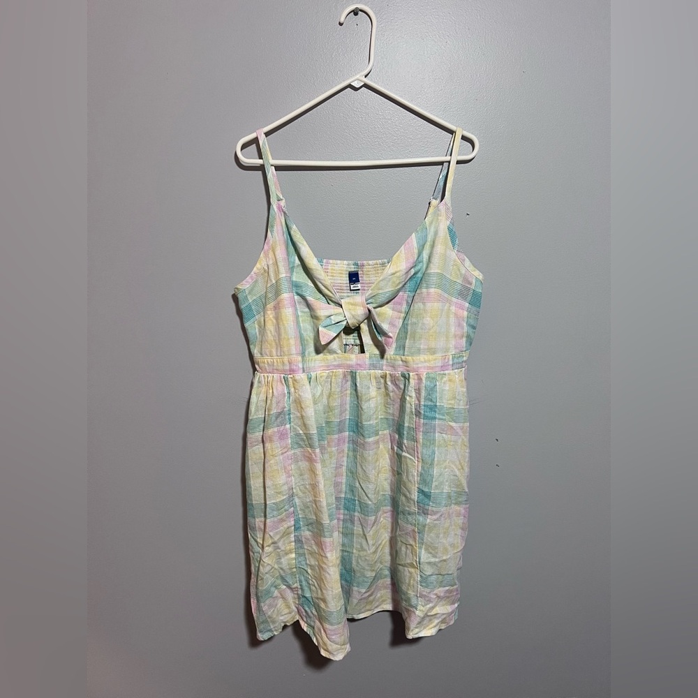 Old Navy Pastel Plaid Tie-Front Sundress in Mint, Pink, Yellow